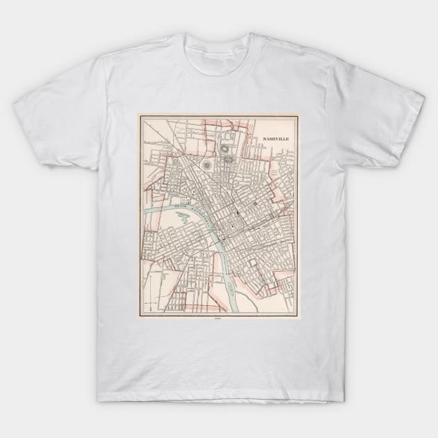 Vintage Map of Nashville TN (1901) T-Shirt by Bravuramedia